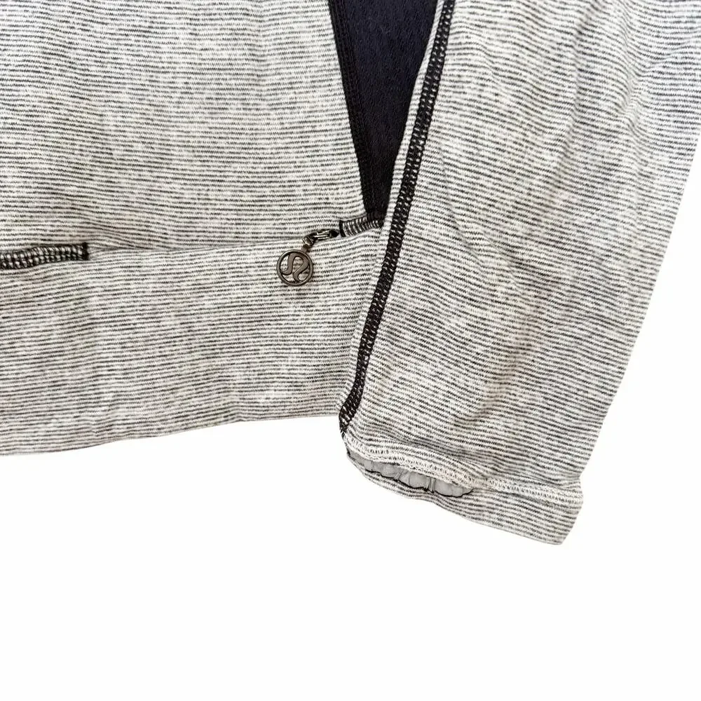 Lululemon Full Tilt Gray Black Long Sleeve Shirt Sz 6